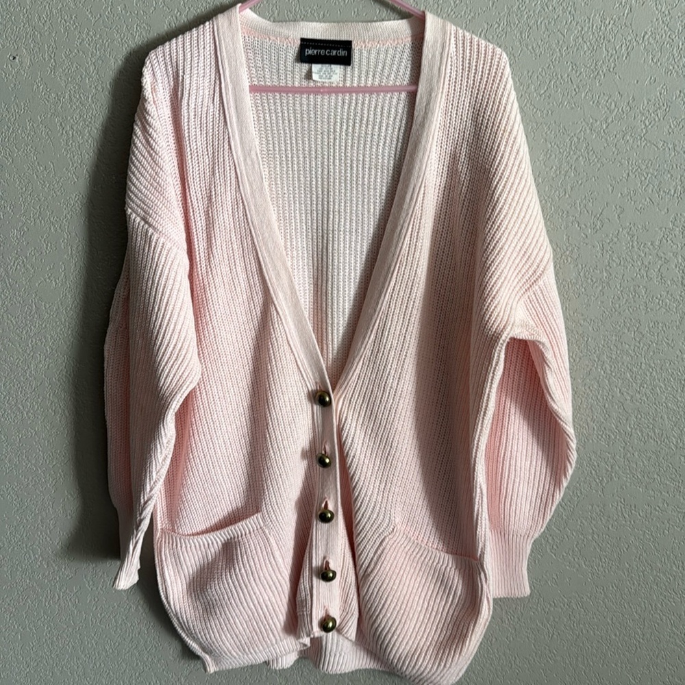 Pierre Cardin pink knit sweater size medium